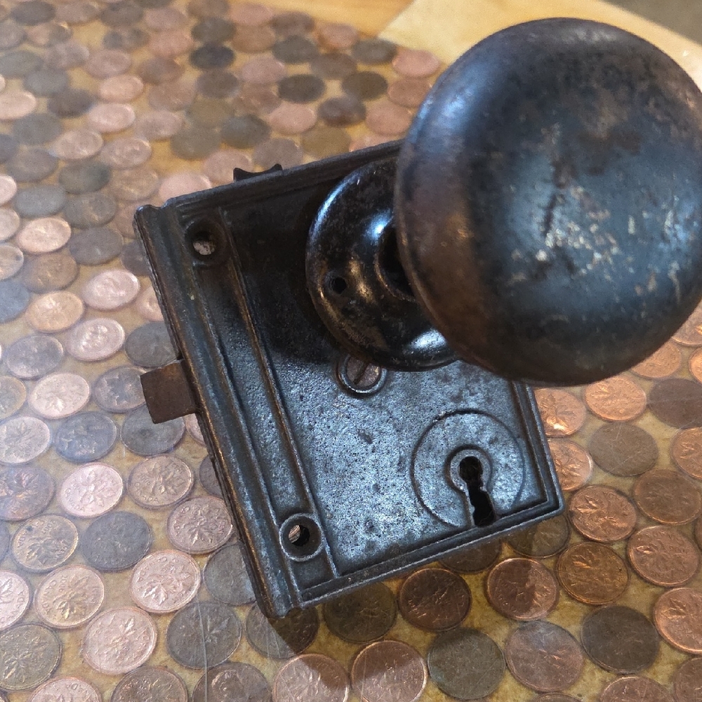 Vintage Black Door Knob with Lock Plate